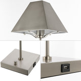 Ruthen 25" Industrial Style Iron Pyramid Bedside LED Table Lamp with USB Charging Port - JONATHAN Y