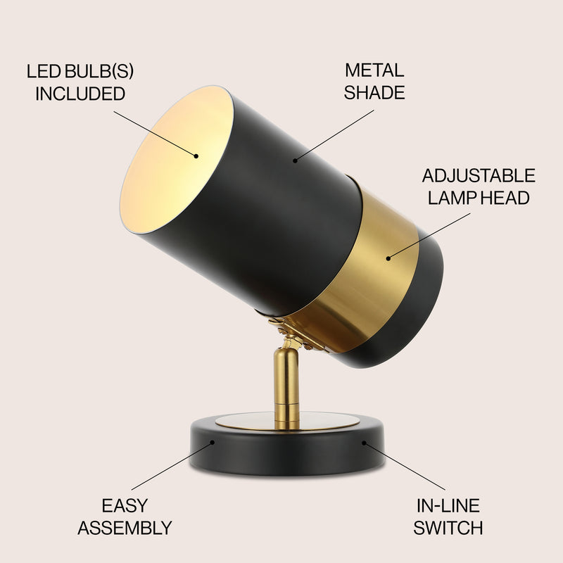 Astra 9.25" Modern Industrial Iron Adjustable Indoor LED Floor Spotlight