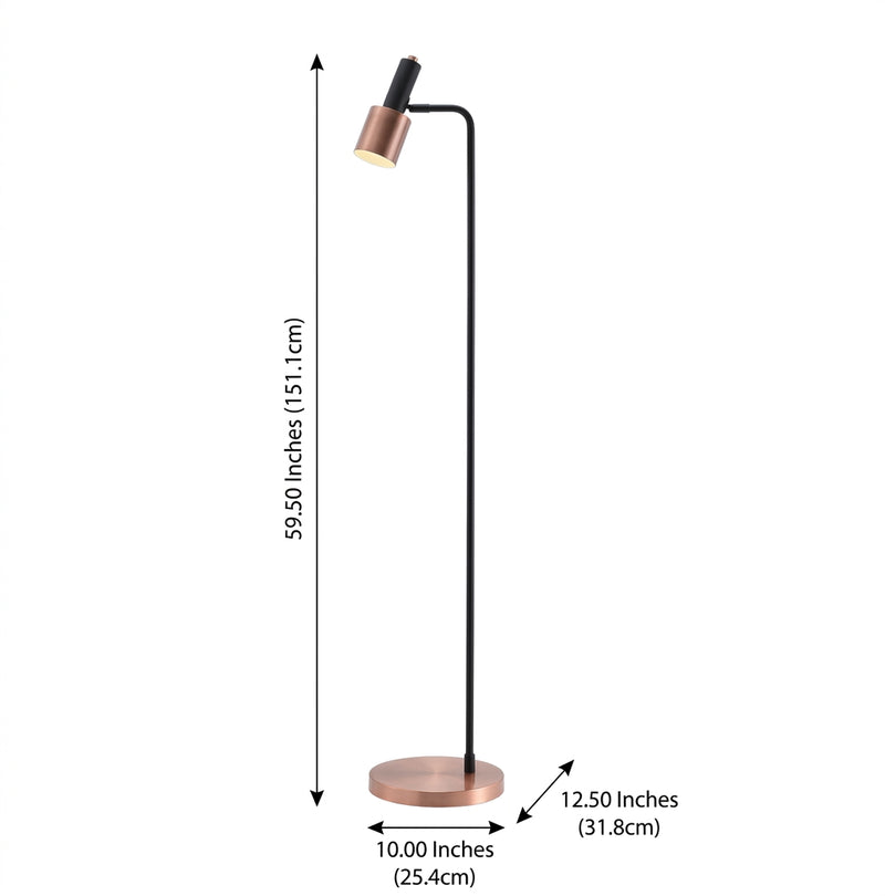 Brady 59.50" Metal LED Task Floor Lamp Copper/Black – DIM