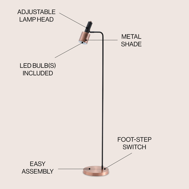 Brady 59.50" Metal LED Task Floor Lamp - JONATHAN Y