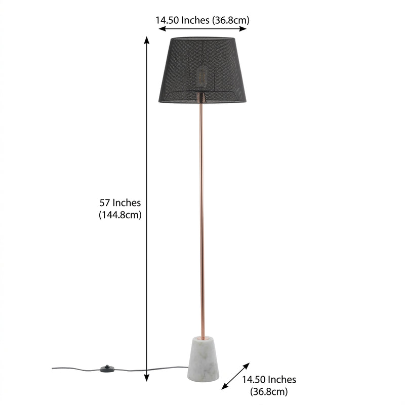 Heymann 57" Minimalist Metal/Marble LED Floor Lamp Copper – DIM