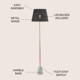 Heymann 57" Minimalist Metal/Marble LED Floor Lamp - JONATHAN Y