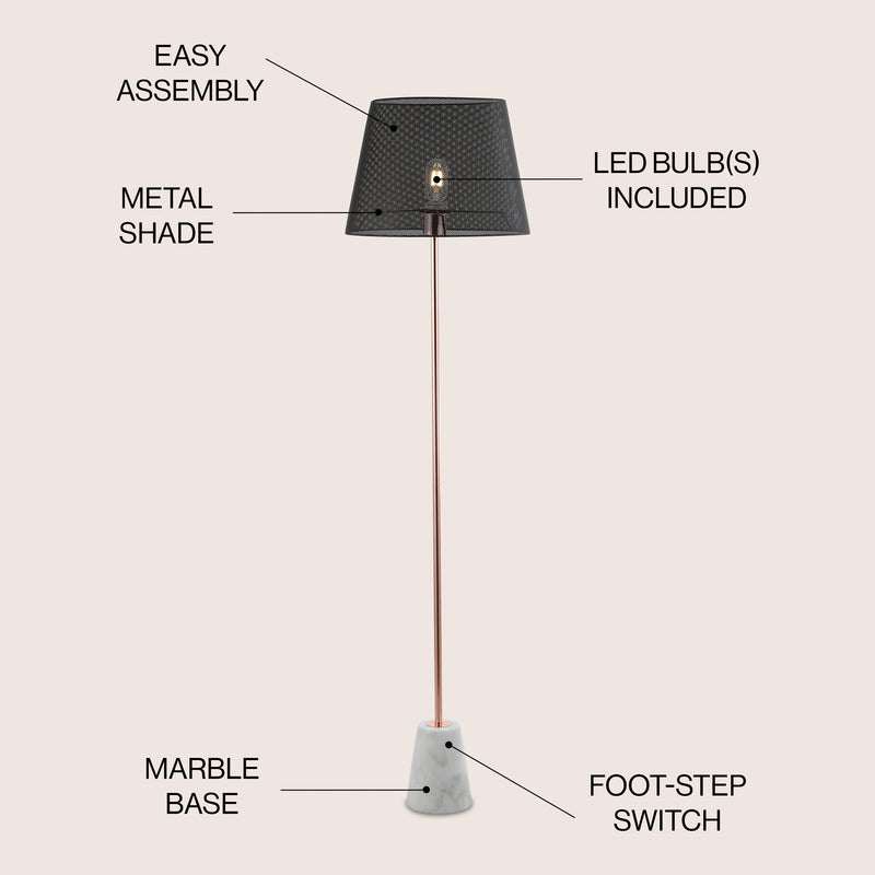 Heymann 57" Minimalist Metal/Marble LED Floor Lamp - JONATHAN Y