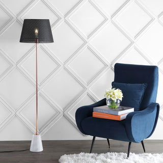 Heymann 57" Minimalist Metal/Marble LED Floor Lamp - JONATHAN Y