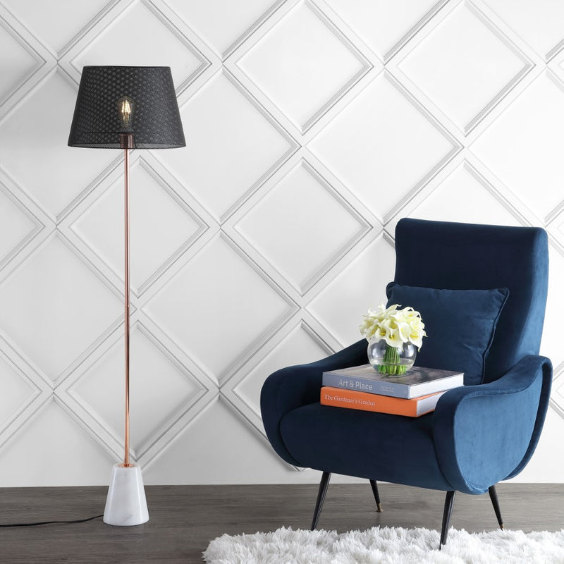 Heymann 57" Minimalist Metal/Marble LED Floor Lamp - JONATHAN Y