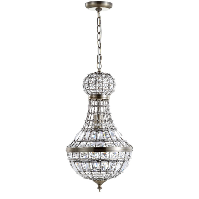 Regina Crystal/Metal Empire LED Pendant - JONATHAN Y