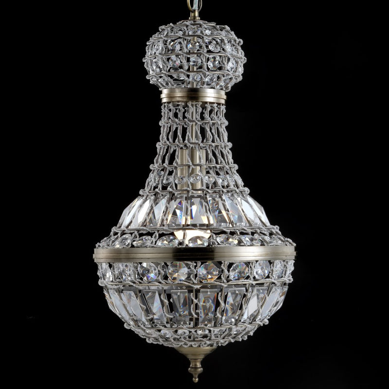 Regina Crystal/Metal Empire LED Pendant - JONATHAN Y