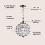 Georgina Crystal/Metal LED Pendant