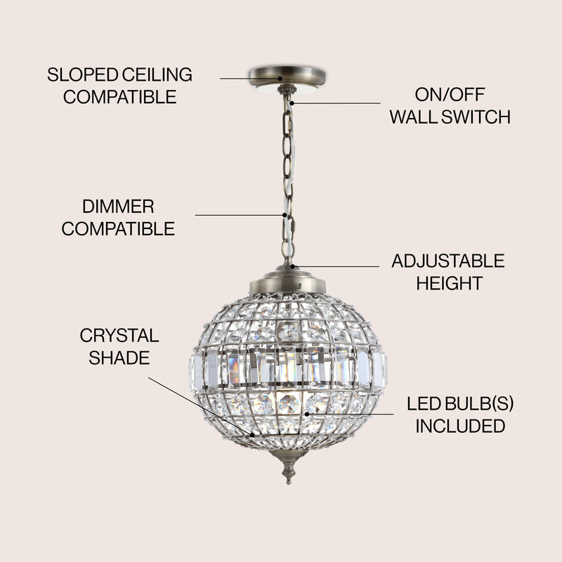 Georgina Crystal/Metal LED Pendant