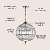 Georgina Crystal/Metal LED Pendant