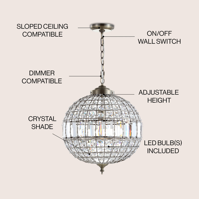 Georgina Crystal/Metal LED Pendant