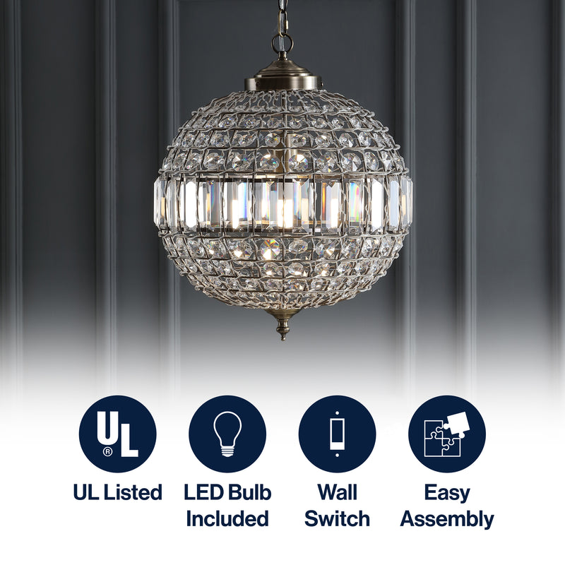 Georgina Crystal/Metal LED Pendant