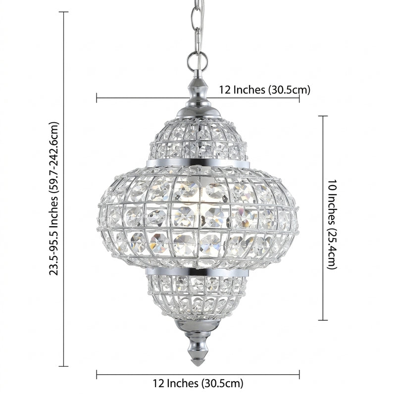 Juliette 12" Crystal/Metal LED Pendant Chrome – DIM