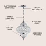 Juliette 12" Crystal/Metal LED Pendant Pendant - JONATHAN Y