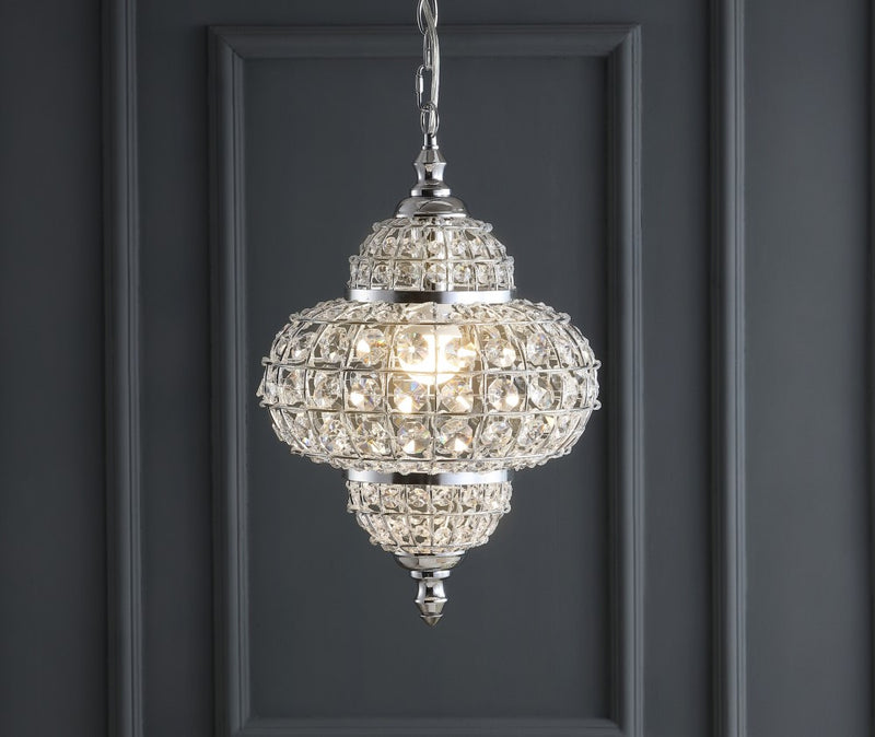 Juliette 12" Crystal/Metal LED Pendant Pendant - JONATHAN Y