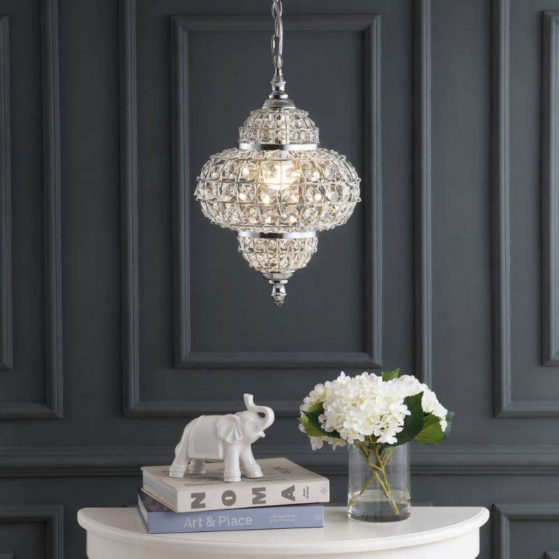 Juliette 12" Crystal/Metal LED Pendant Pendant - JONATHAN Y