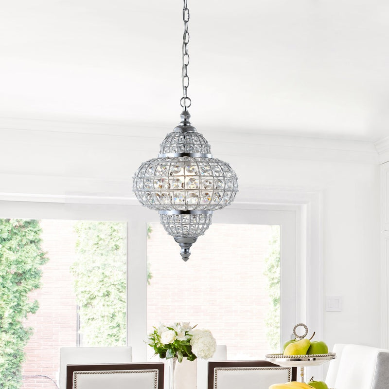 Juliette 12" Crystal/Metal LED Pendant Pendant - JONATHAN Y