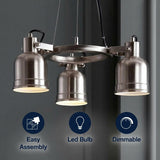 Liam 20" Metal LED Chandelier Nickel / 3 Sockets – ICONS