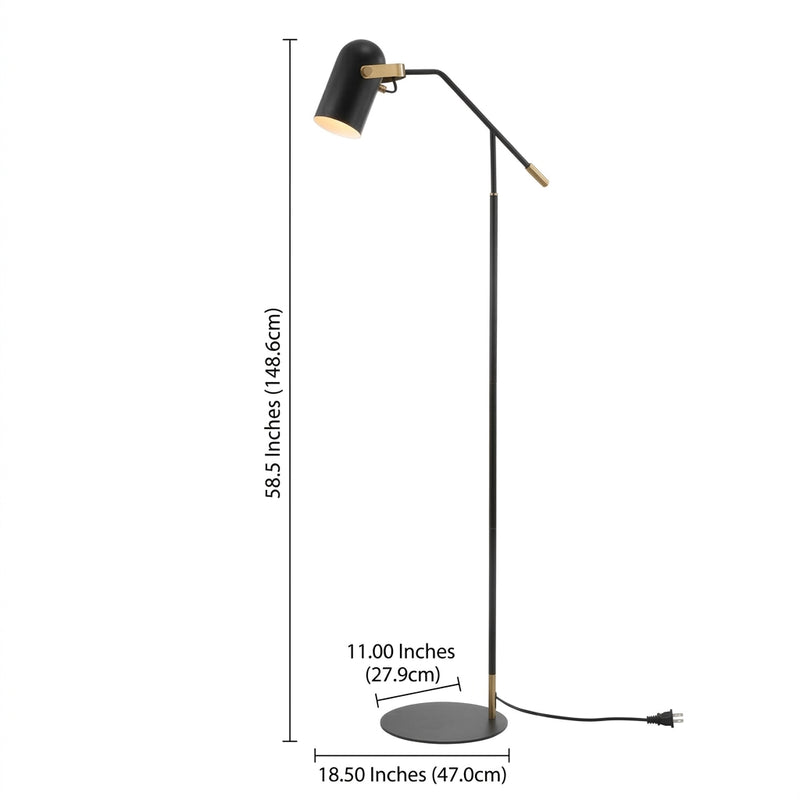 Eugenio 58.5" Metal LED Floor Lamp Black/Brass Gold – DIM