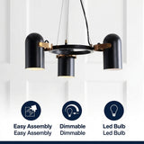 Eugenio Adjustable Metal LED Chandelier Black/Brass Gold / 22.5" – ICONS