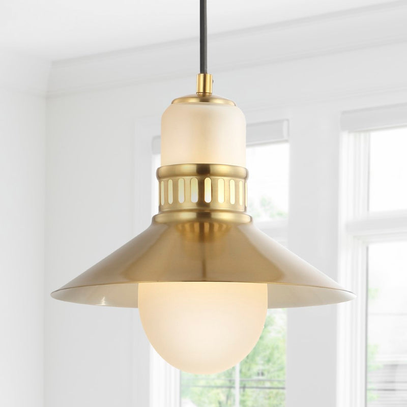 Colin Adjustable Iron/Glass Retro Hurricane LED Pendant - JONATHAN Y