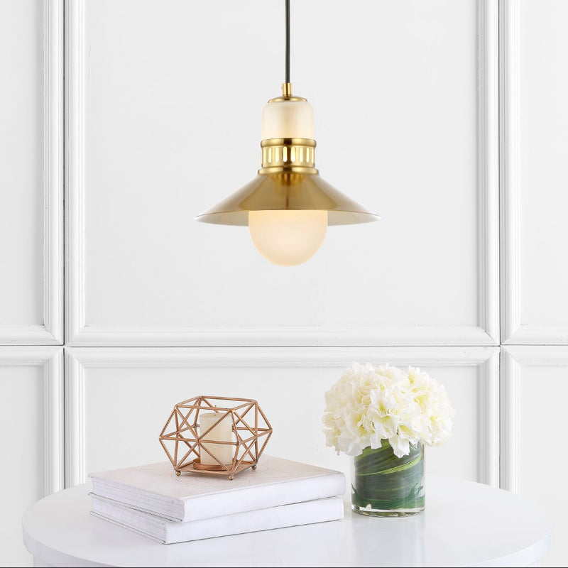 Colin Adjustable Iron/Glass Retro Hurricane LED Pendant - JONATHAN Y