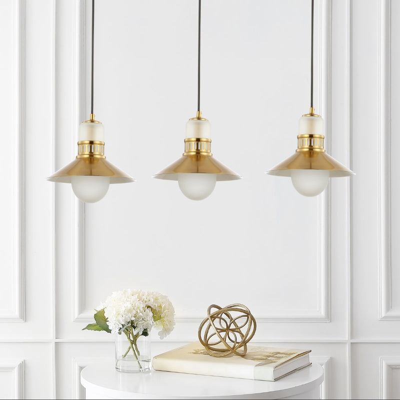 Colin Adjustable Iron/Glass Retro Hurricane LED Pendant - JONATHAN Y
