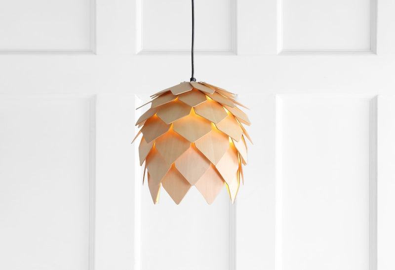 Simon 11.75" Pinecone Wood LED Pendant - JONATHAN Y