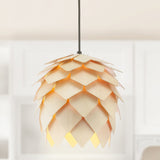 Simon 11.75" Pinecone Wood LED Pendant - JONATHAN Y