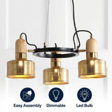 Gallery Adjustable Spotlight Metal LED Chandelier Brass Gold/Black / 3 Sockets – ICONS