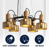 Gallery Adjustable Spotlight Metal LED Chandelier Brass Gold / 5 Sockets – ICONS