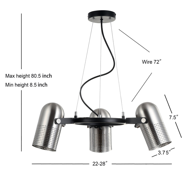 Loki 22" Adjustable Metal LED Chandelier - JONATHAN Y