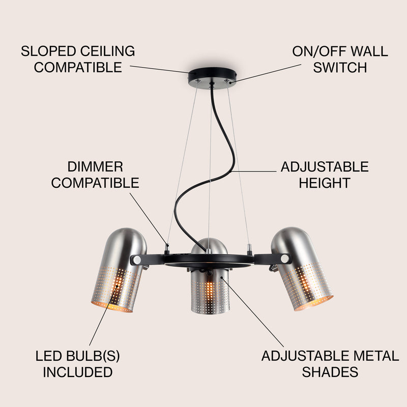 Loki 22" Adjustable Metal LED Chandelier - JONATHAN Y