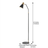 Apollo 61" Modern Metal LED Task Floor Lamp Black/Brass Gold – DIM