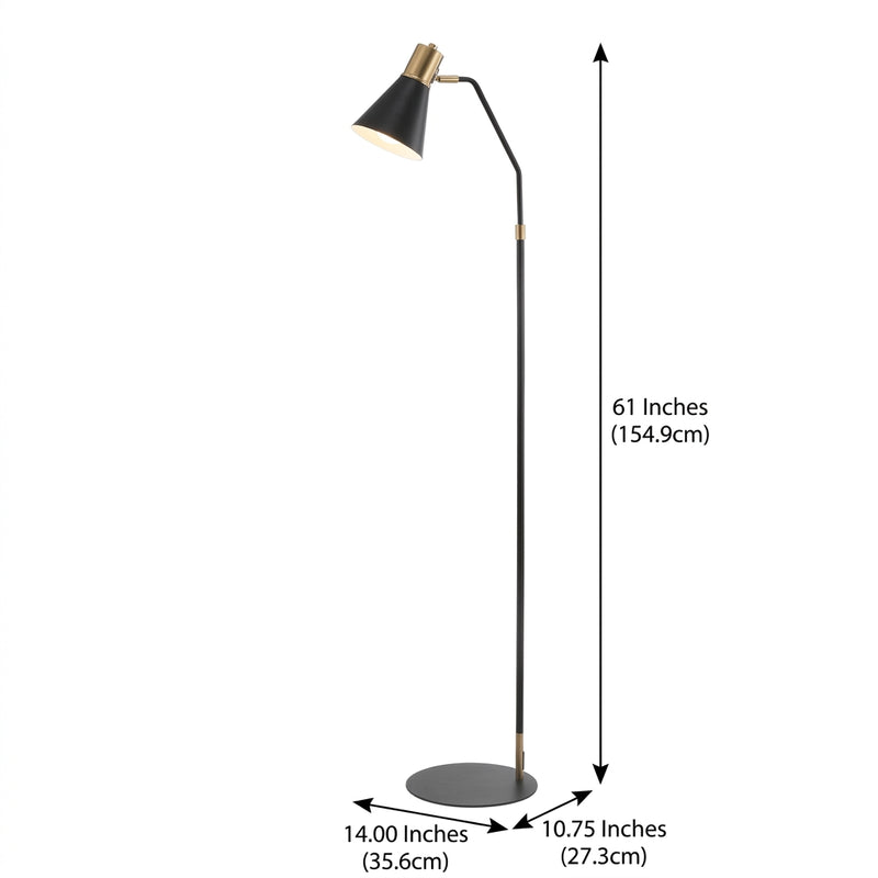 Apollo 61" Modern Metal LED Task Floor Lamp Black/Brass Gold – DIM