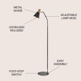 Apollo 61" Modern Metal LED Task Floor Lamp - JONATHAN Y