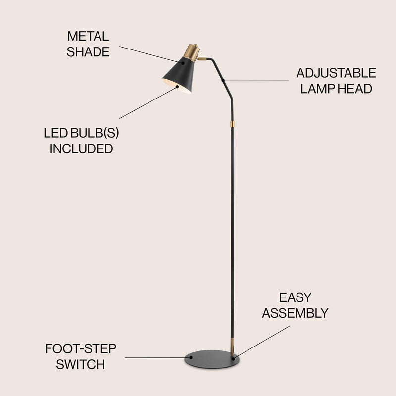Apollo 61" Modern Metal LED Task Floor Lamp - JONATHAN Y