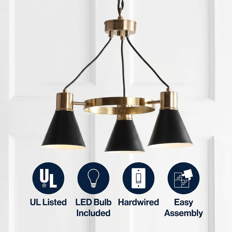Apollo Metal LED Pendant Black/Brass Gold / 22" – ICONS