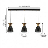 Edison Metal LED Pendant Black/Brass Gold / 3 Sockets – DIM