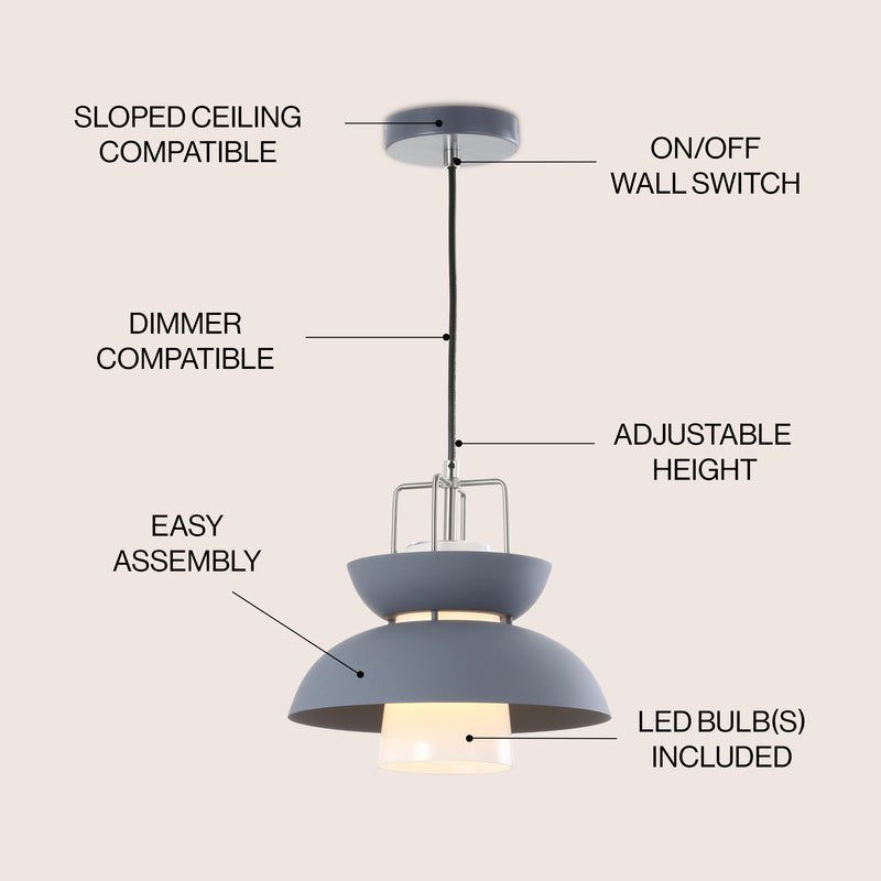 Paul 11" Farmhouse Metal LED Pendant - JONATHAN Y