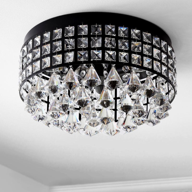 Meredith 14.5" Crystal Drops/Metal LED Flush Mount - JONATHAN Y