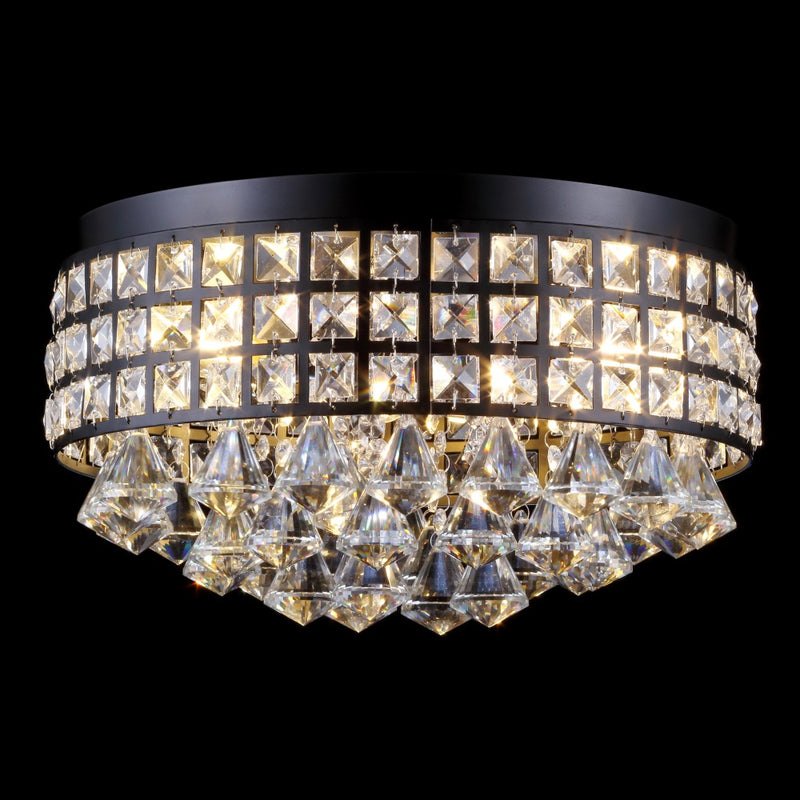 Meredith 14.5" Crystal Drops/Metal LED Flush Mount - JONATHAN Y
