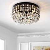 Meredith 14.5" Crystal Drops/Metal LED Flush Mount - JONATHAN Y