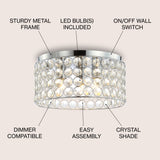 Ellen 15" Crystal/Metal LED Flush Mount - JONATHAN Y