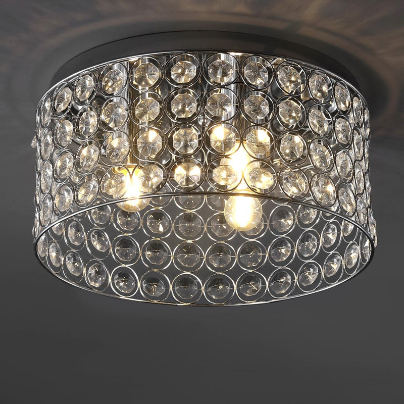 Ellen 15" Crystal/Metal LED Flush Mount - JONATHAN Y