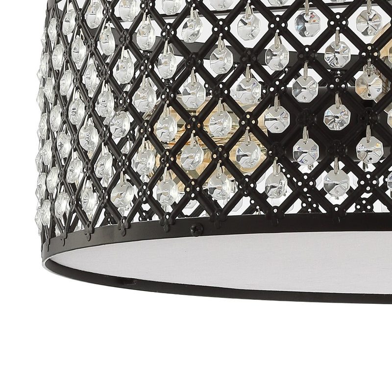 Elise 17" Crystal/Metal Drum Semi-Flush Mount - JONATHAN Y