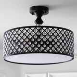 Elise 17" Crystal/Metal Drum Semi-Flush Mount - JONATHAN Y