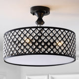 Elise 17" Crystal/Metal Drum Semi-Flush Mount - JONATHAN Y