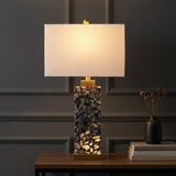 Elizabeth 27.5" Alabaster LED Table Lamp Black/Gold Painting – AI-ON