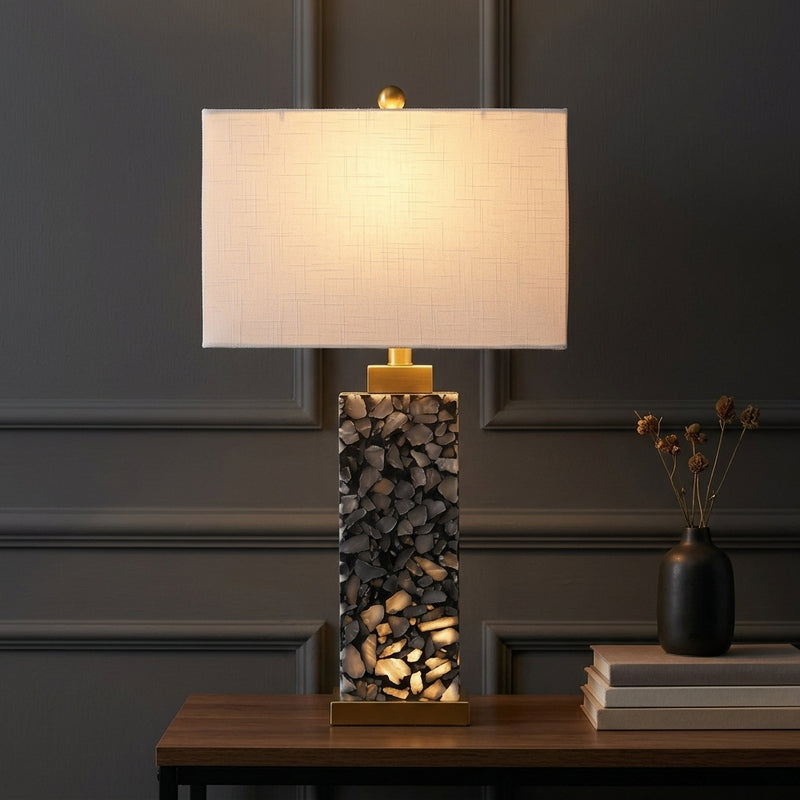Elizabeth 27.5" Alabaster LED Table Lamp Black/Gold Painting – AI-ON